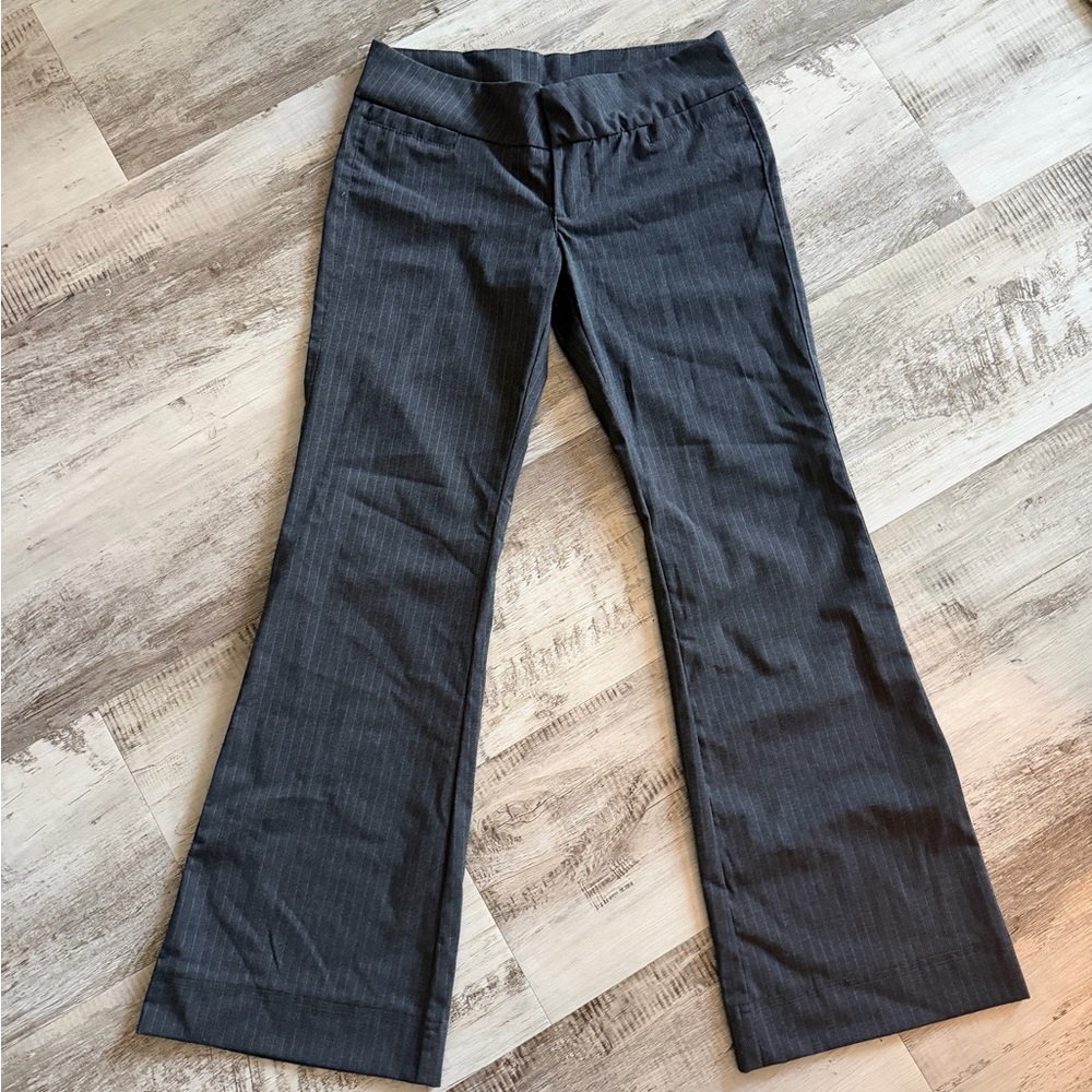 Gray Pinstripe Flare Pants